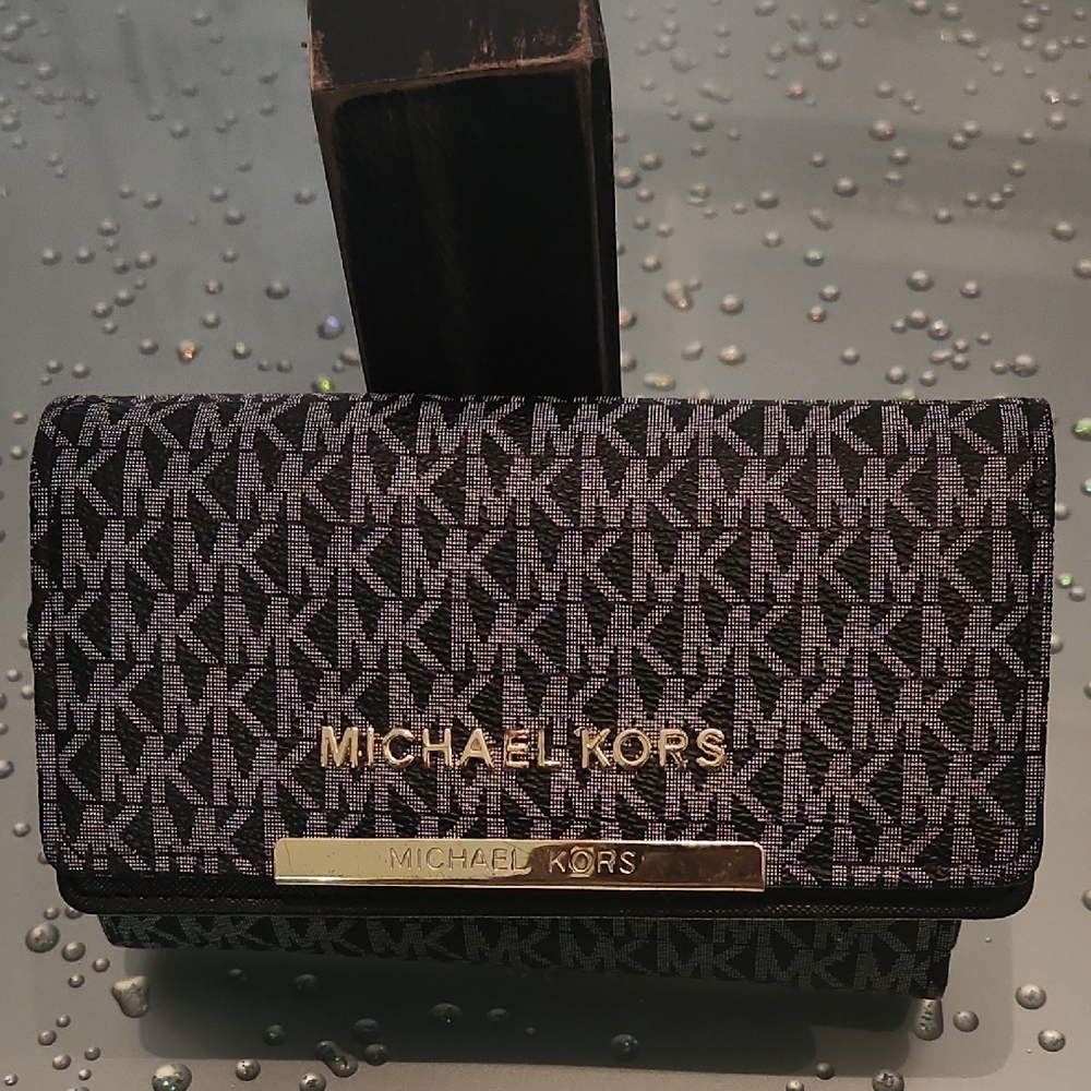 Michael Kors Black and Gray Monogram Wallet